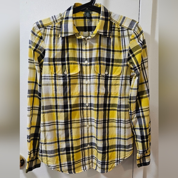 Lauren Ralph Lauren Tops - Lauren Ralph Lauren Women's Plaid Button Down Shirt Yellow Black White Size S